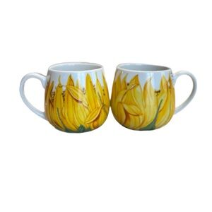 Konitz Sunflower Bloom Porcelain Mug Set of 2